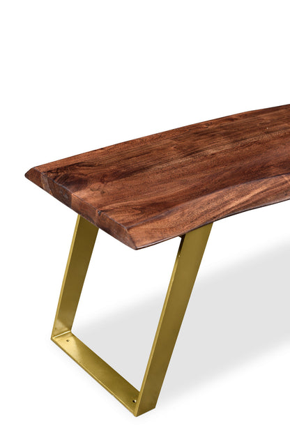 Timbergirl Sheesham  Live Edge Gold Legs Bench