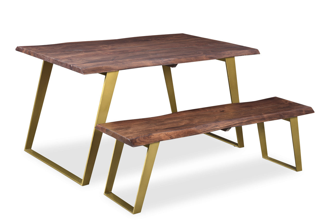 Timbergirl Sheesham  Live Edge Gold Legs Bench