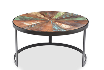 Delian Round coffee table with black legs- Set of 2