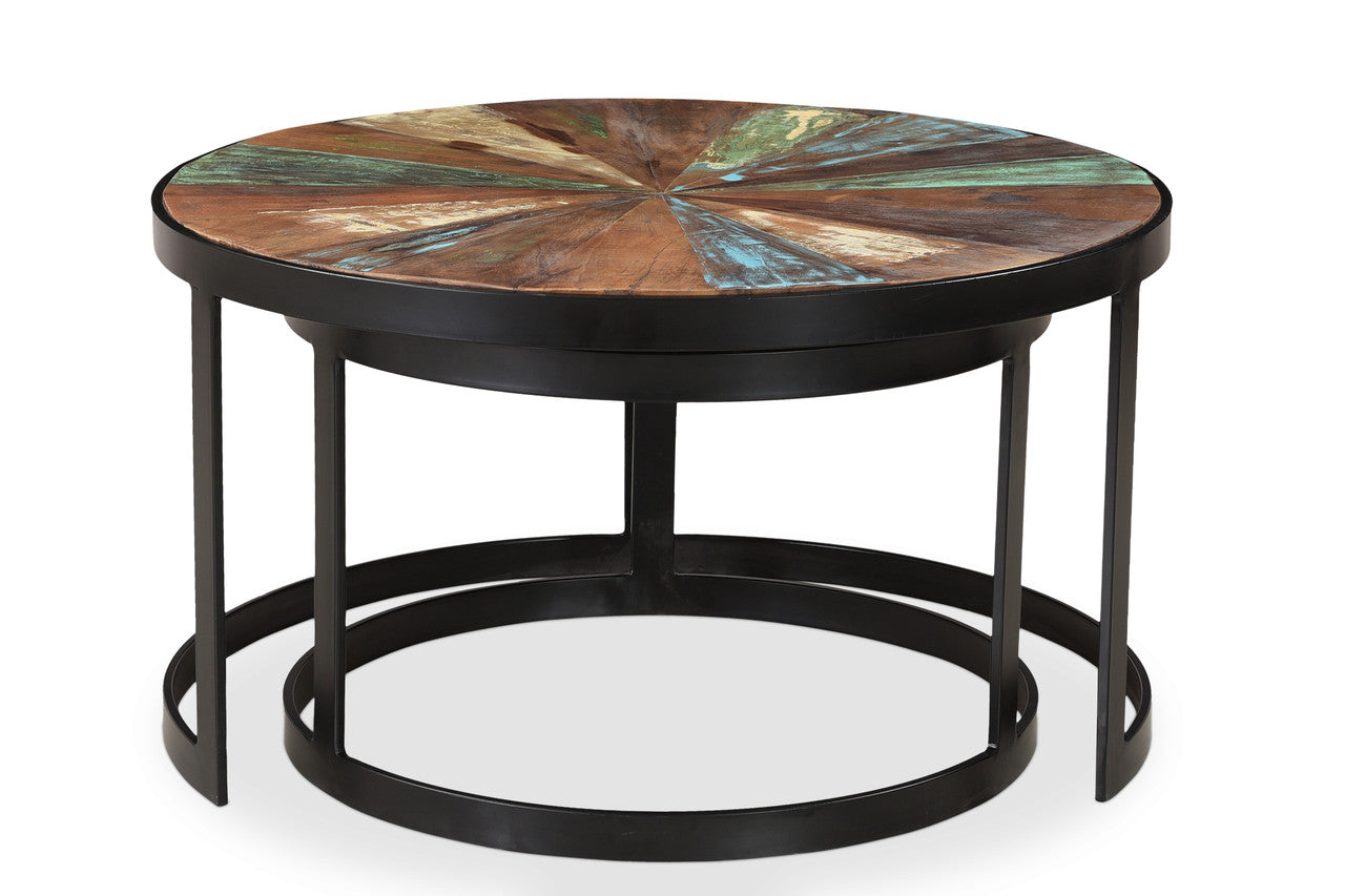 Delian Round coffee table with black legs- Set of 2