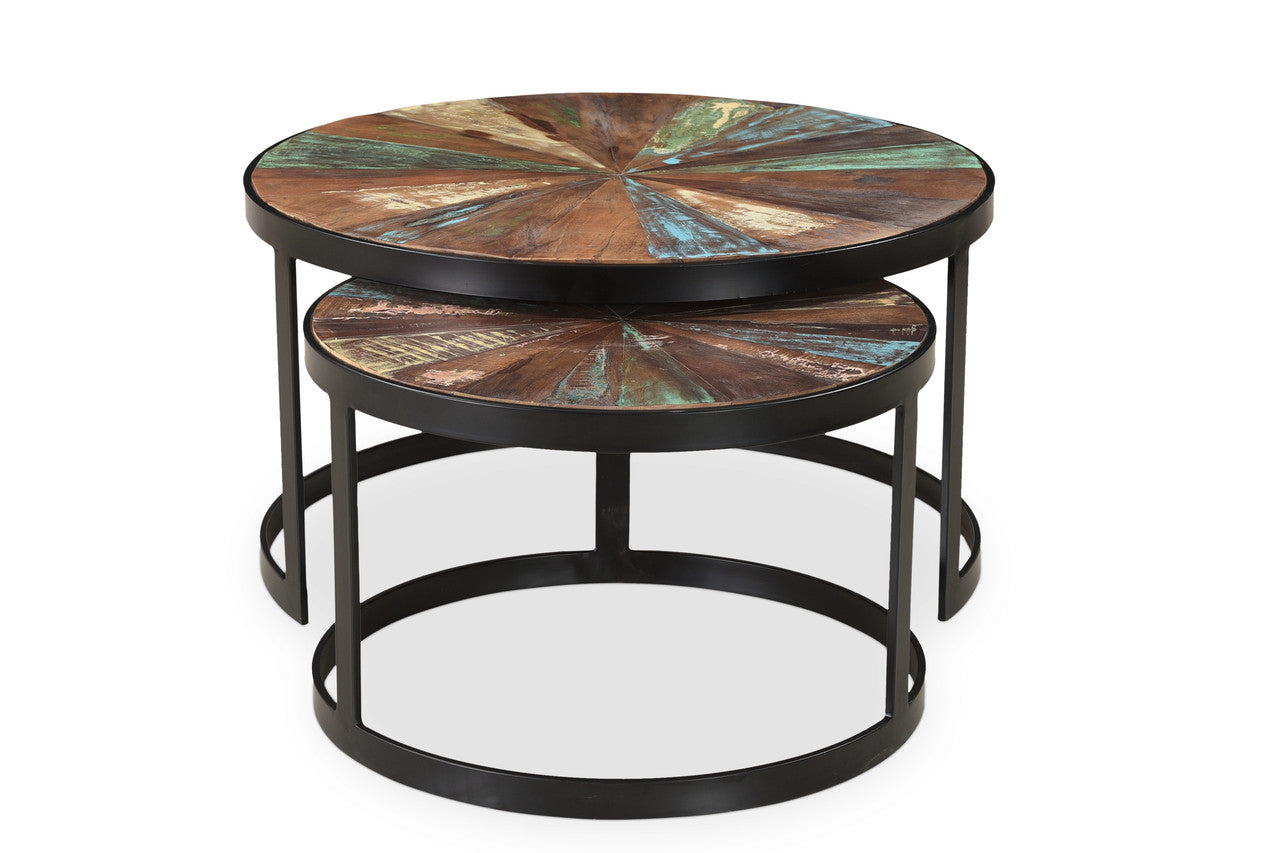 Delian Round coffee table with black legs- Set of 2