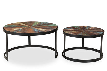 Delian Round coffee table with black legs- Set of 2