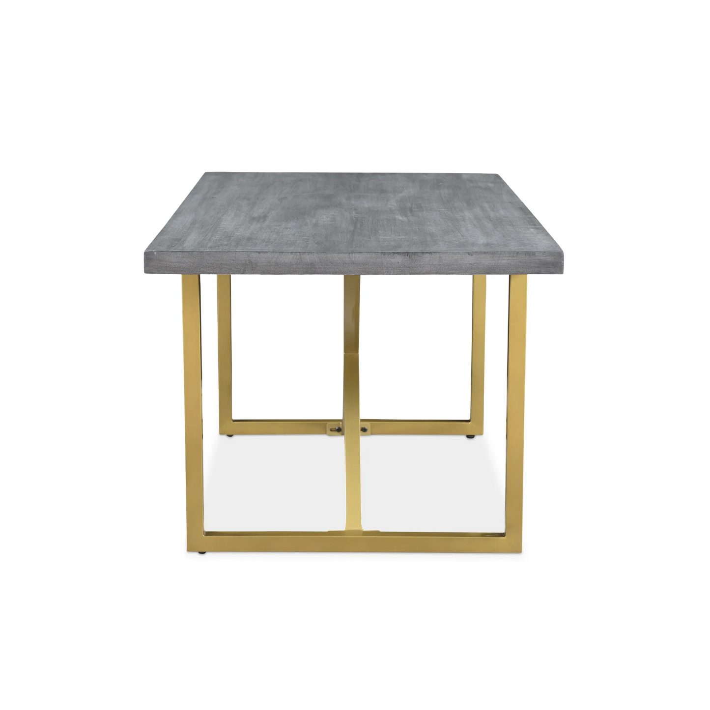 Raven Grey Mango Wood Dining Table With Gold Iron