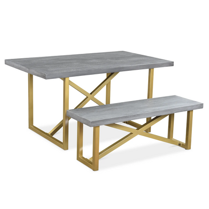 Raven Grey Gold 3 Piece Dining Table Set