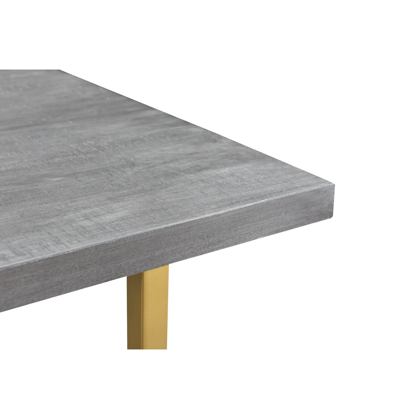 Raven Grey Mango Wood Dining Table With Gold Iron