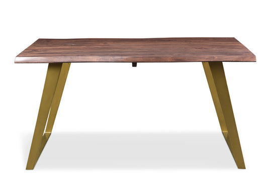 Timbergirl Seesham Live Edge Dining Table Gold Legs