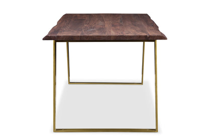 Timbergirl Seesham Live Edge Dining Table Gold Legs