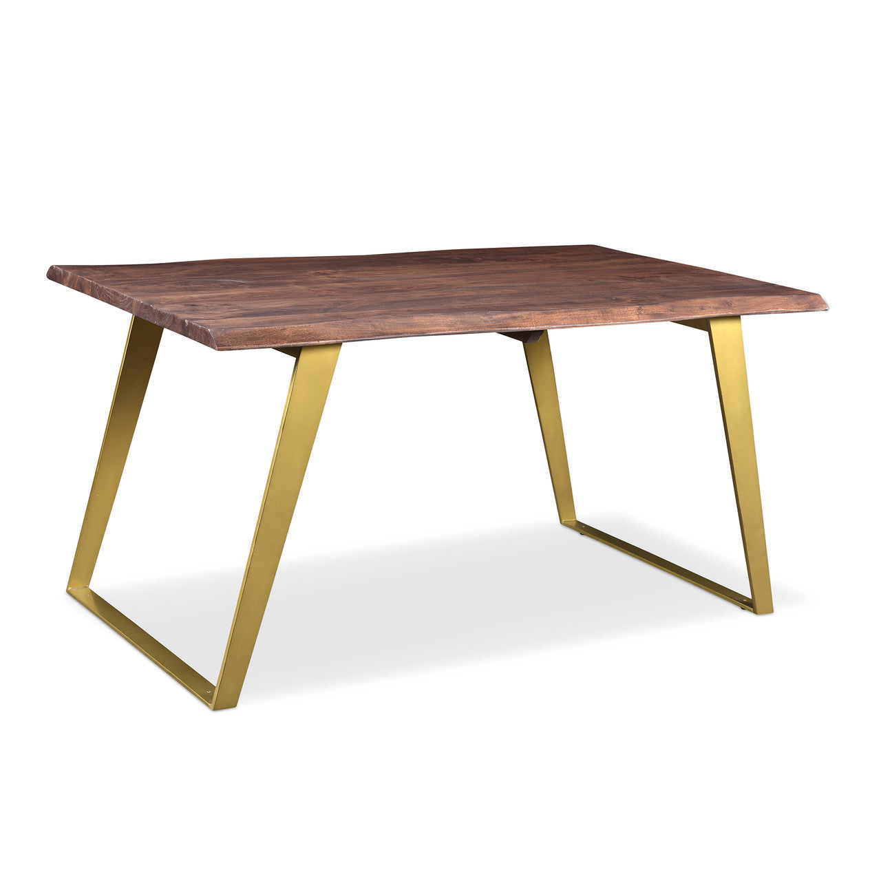 Timbergirl Seesham Live Edge Dining Table Gold Legs