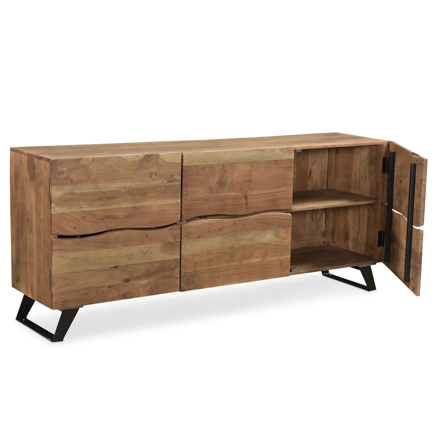 Timbergirl Light Acacia Live Edge Sideboard with Black Legs