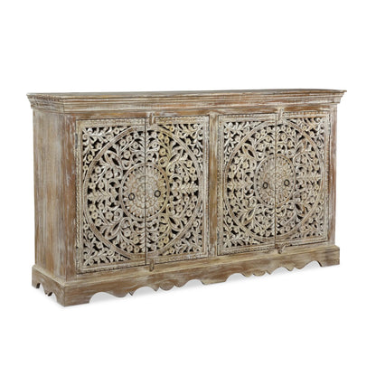 Carved Wooden 4-Door Sideboard