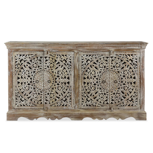 Carved Wooden 4-Door Sideboard