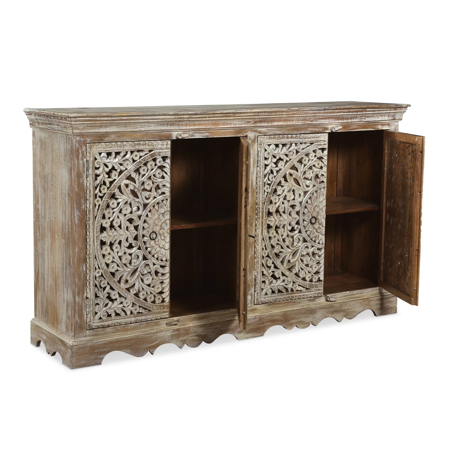 Carved Wooden 4-Door Sideboard