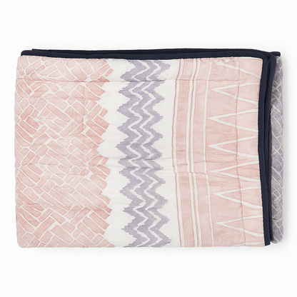 Flamingo Handcrafted Reversible Quilt with Matching Sham Covers