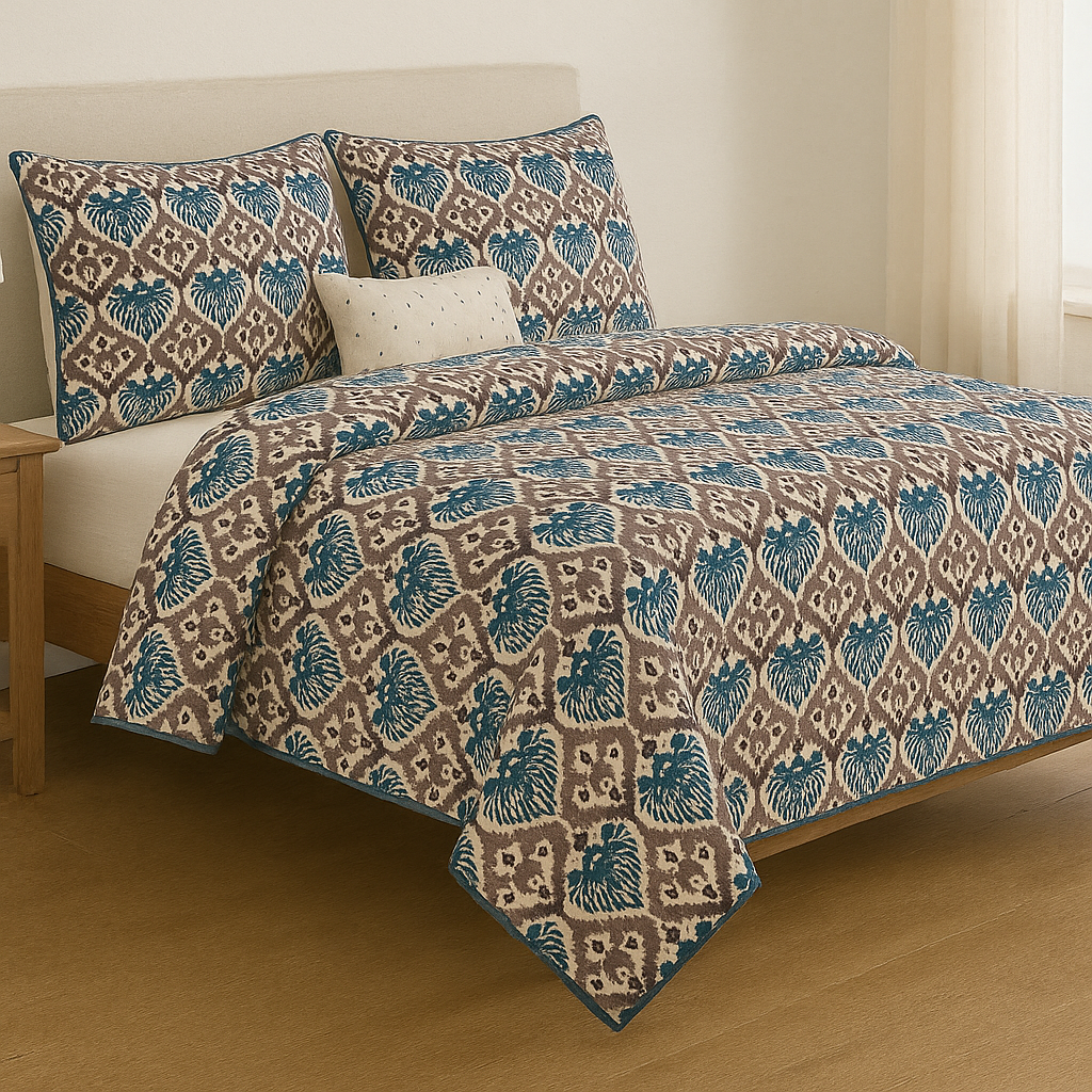 Starling Handcrafted Reversible Quilt with Matching Sham Covers