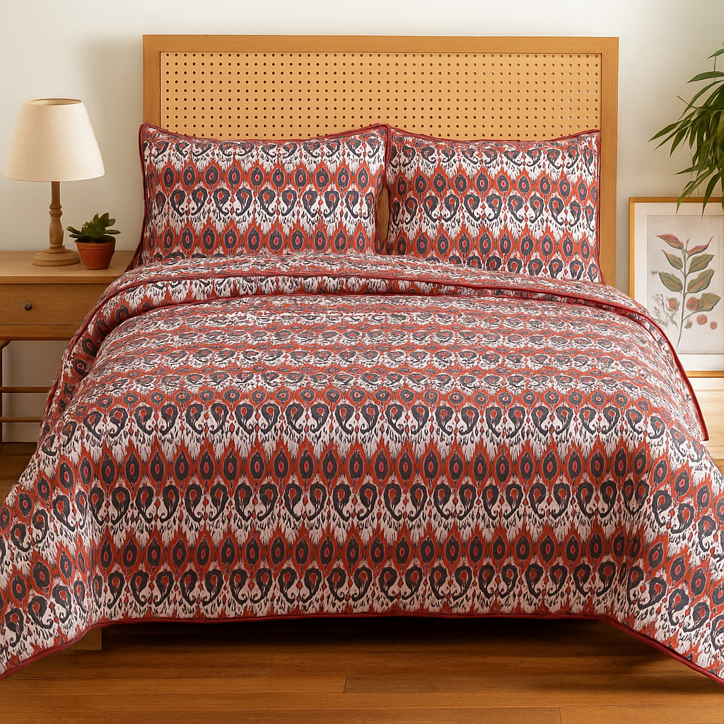 Finch Handcrafted Reversible Quilt with Matching Sham Covers