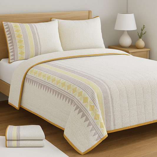 Cuckoo Handcrafted Reversible Quilt with Matching Sham Covers