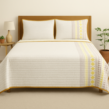 Cuckoo Handcrafted Reversible Quilt with Matching Sham Covers