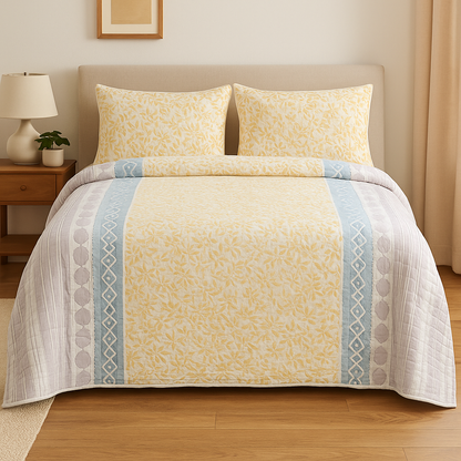 Oriole Handcrafted Reversible Quilt with Matching Sham Covers