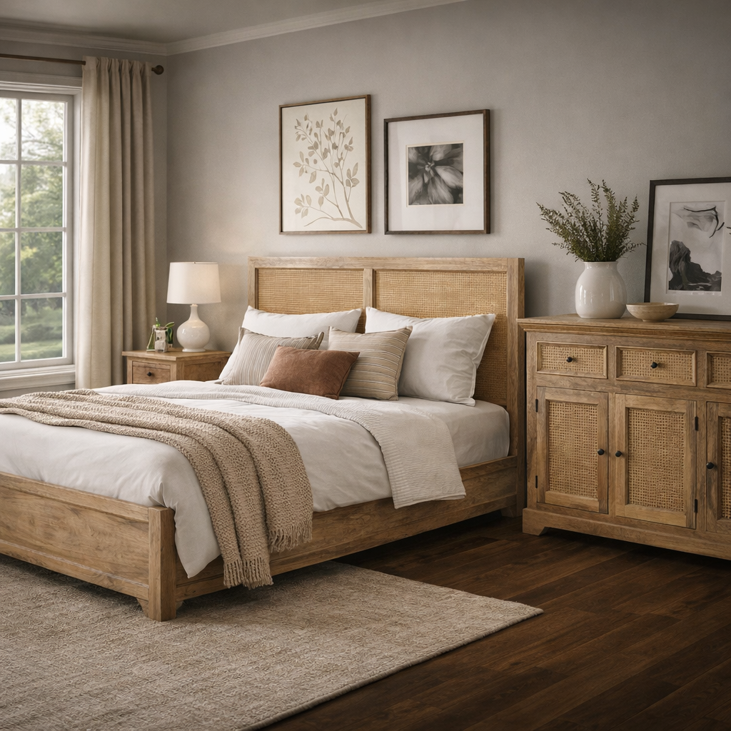 Willow Cane Panel Bed