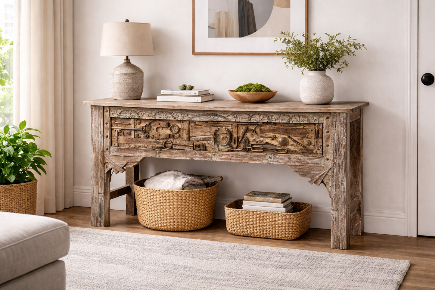 Tortoise Wooden Metal-Fitted Console