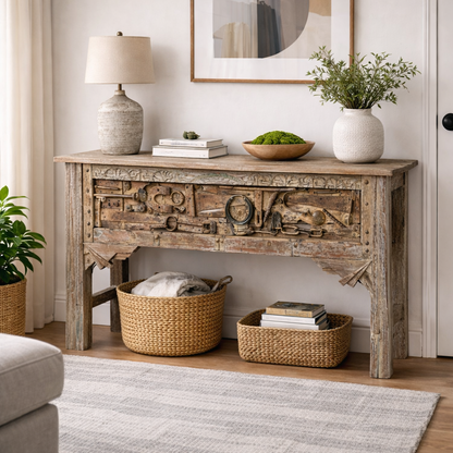 Tortoise Wooden Metal-Fitted Console