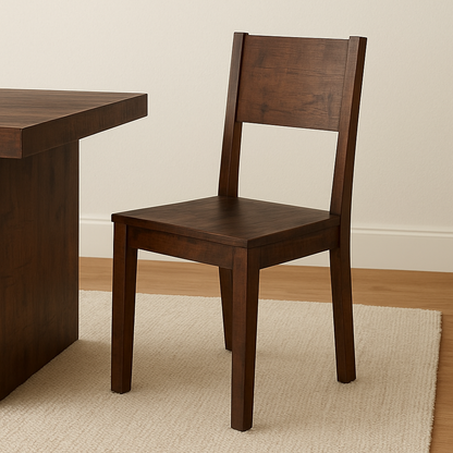 Timbergirl Dark Solid Mango Wood Simple Chair- Set of 2