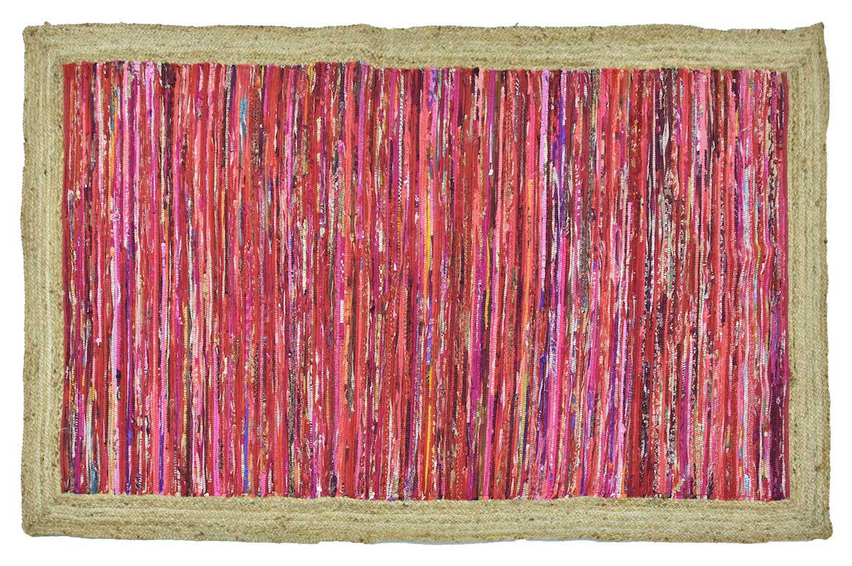 Timbergirl Red with Braided Border Handmade Rug