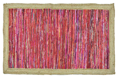 Timbergirl Red with Braided Border Handmade Rug