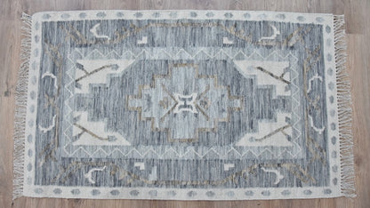 Timbergirl Kilim Blue Wool Handmade Rug