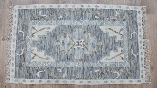 Timbergirl Kilim Blue Wool Handmade Rug