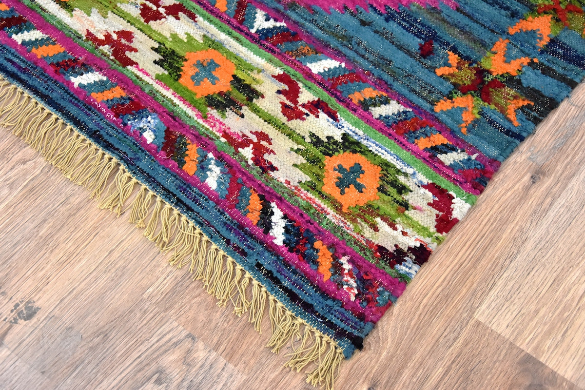 Timbergirl Kilim Blue 100% Cotton Handmade Rug