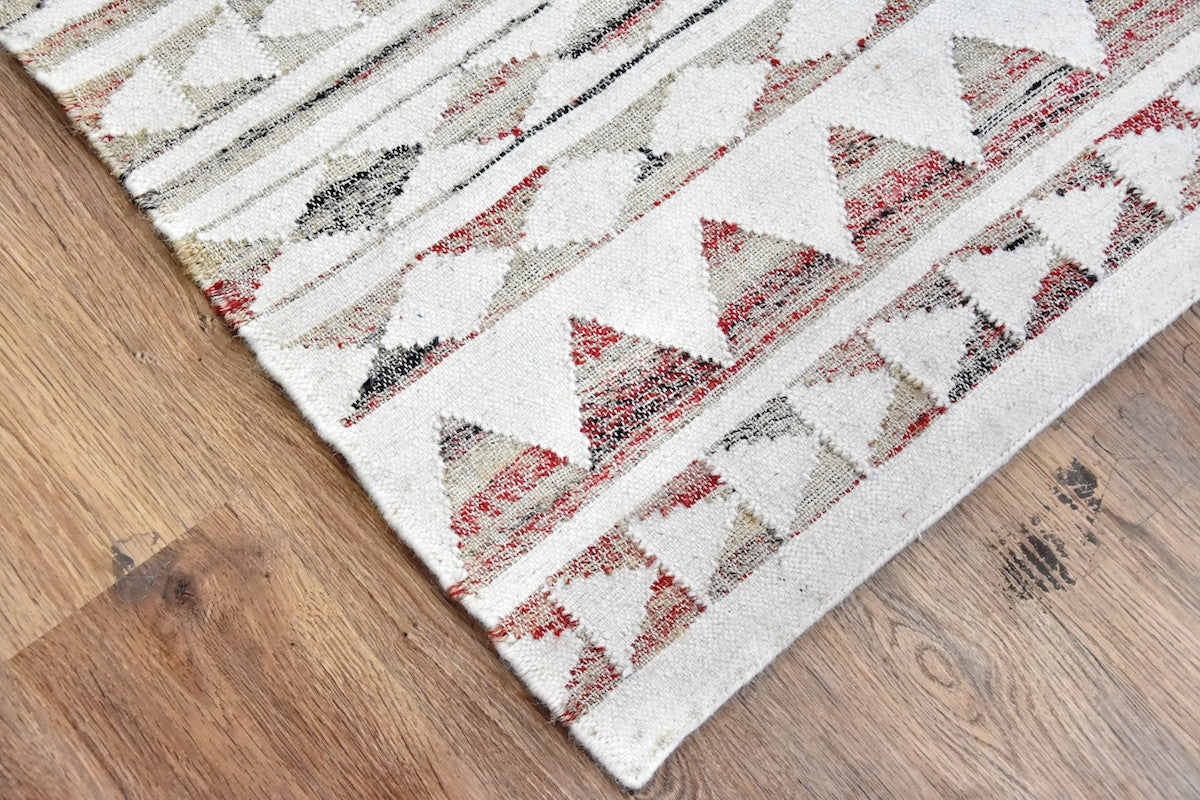 Timbergirl Tribal Beige Wool and Jute Handmade Rug