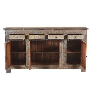 Reclaimed Wood Sideboard with 4 Drawers 4 Doors