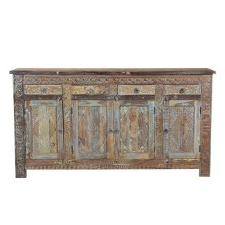 Reclaimed Wood Sideboard with 4 Drawers 4 Doors