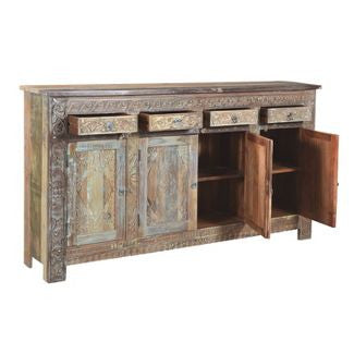 Reclaimed Wood Sideboard with 4 Drawers 4 Doors