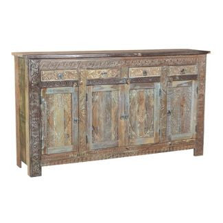 Reclaimed Wood Sideboard with 4 Drawers 4 Doors