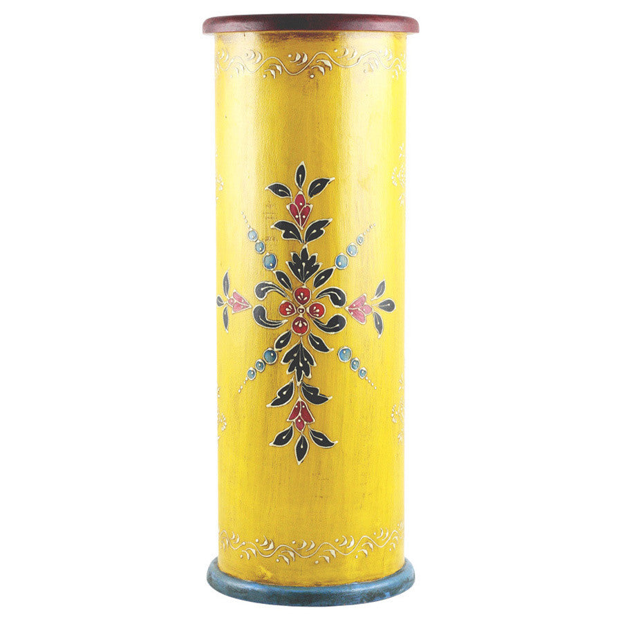 Handcrafted Hand-painted Yellow Wooden Umbrella Stand