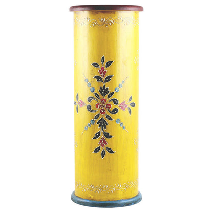 Handcrafted Hand-painted Yellow Wooden Umbrella Stand