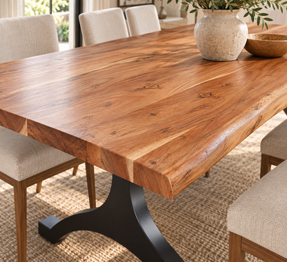 Timbergirl Arden Live edge Acacia Wood Dining Table 84"