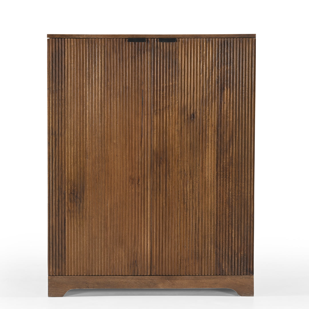 Ridgewood Fluted Wood Bar Cabinet with Wine Storage