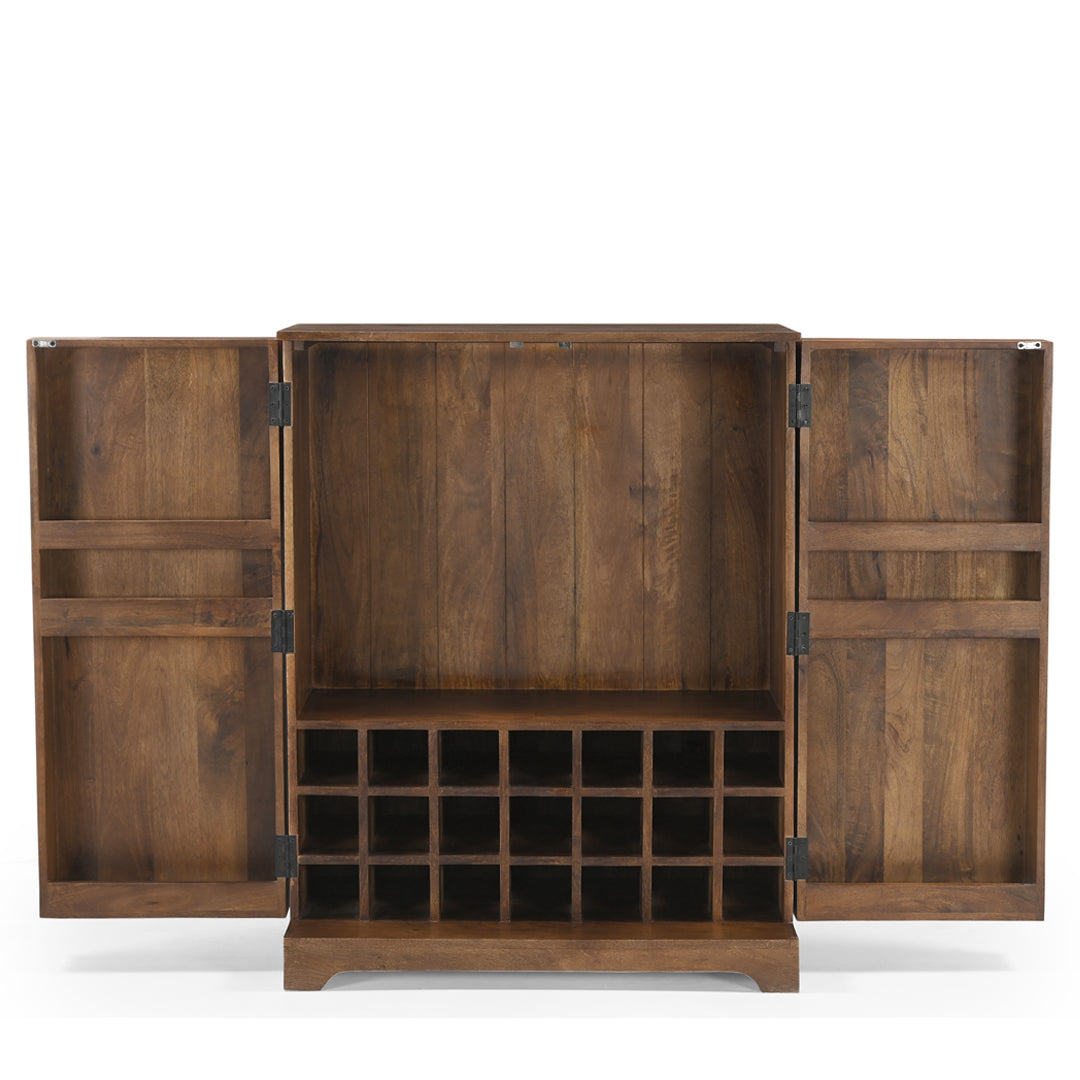 Ridgewood Fluted Wood Bar Cabinet with Wine Storage