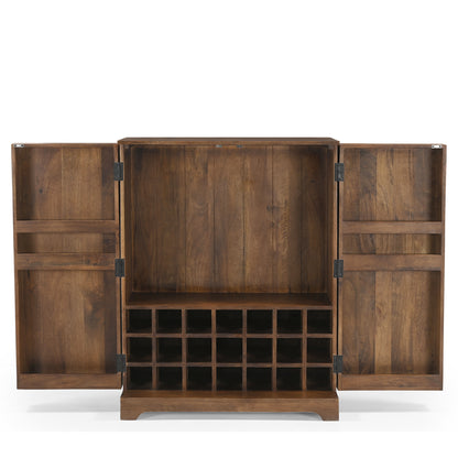 Ridgewood Fluted Wood Bar Cabinet with Wine Storage