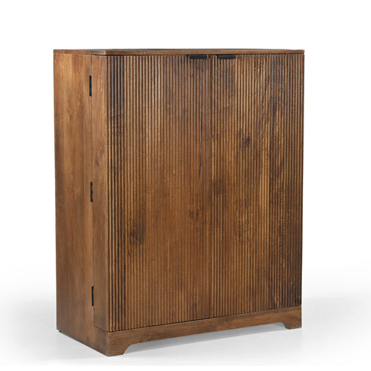Ridgewood Fluted Wood Bar Cabinet with Wine Storage