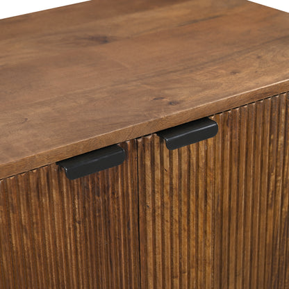 Ridgewood Fluted Wood Bar Cabinet with Wine Storage