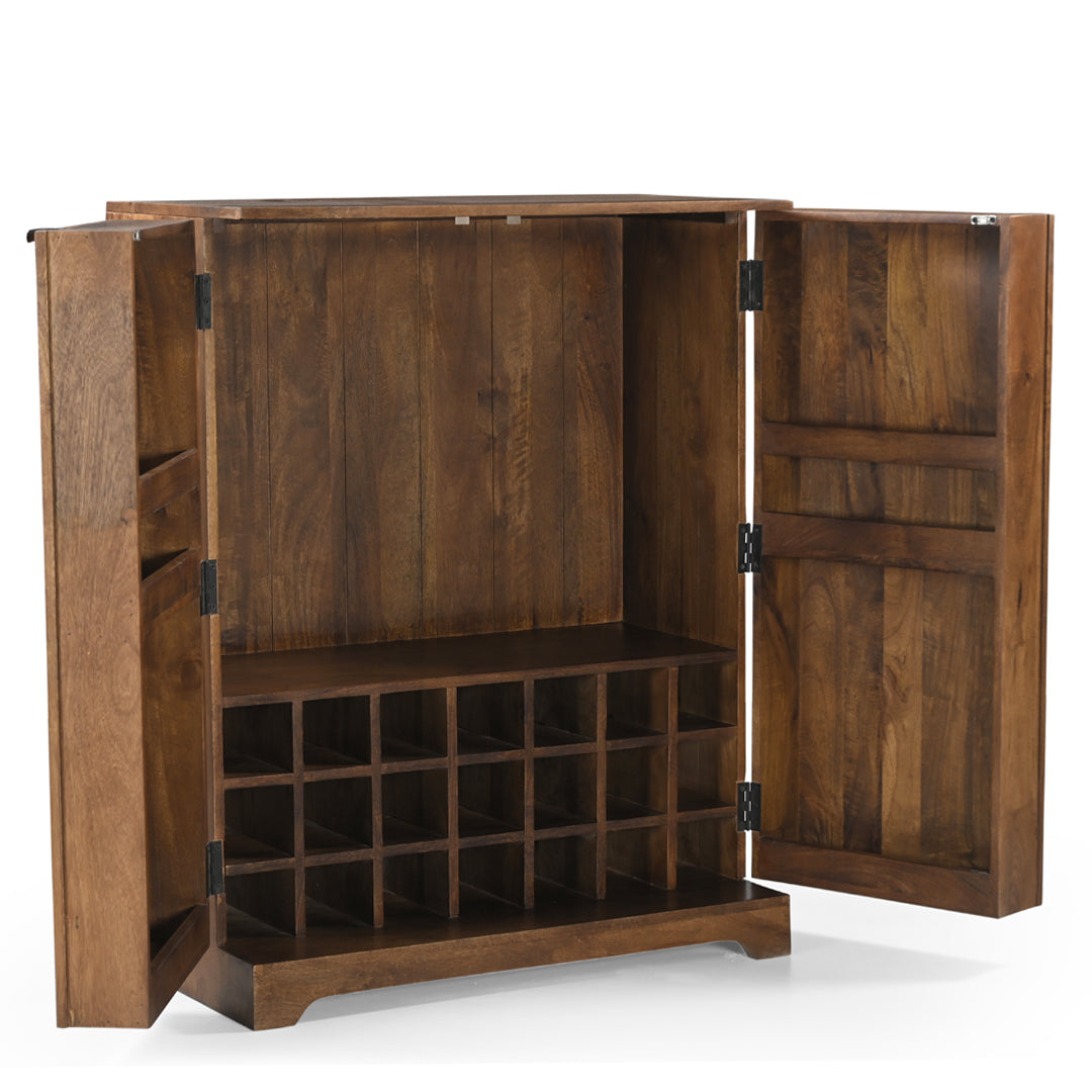 Ridgewood Fluted Wood Bar Cabinet with Wine Storage