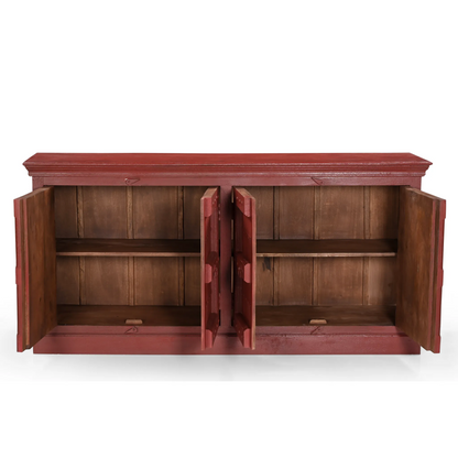 Woodland Red Wooden Sideboard 72"