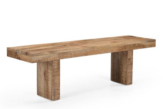 Solid Natural Mango Wood Bench - 60"