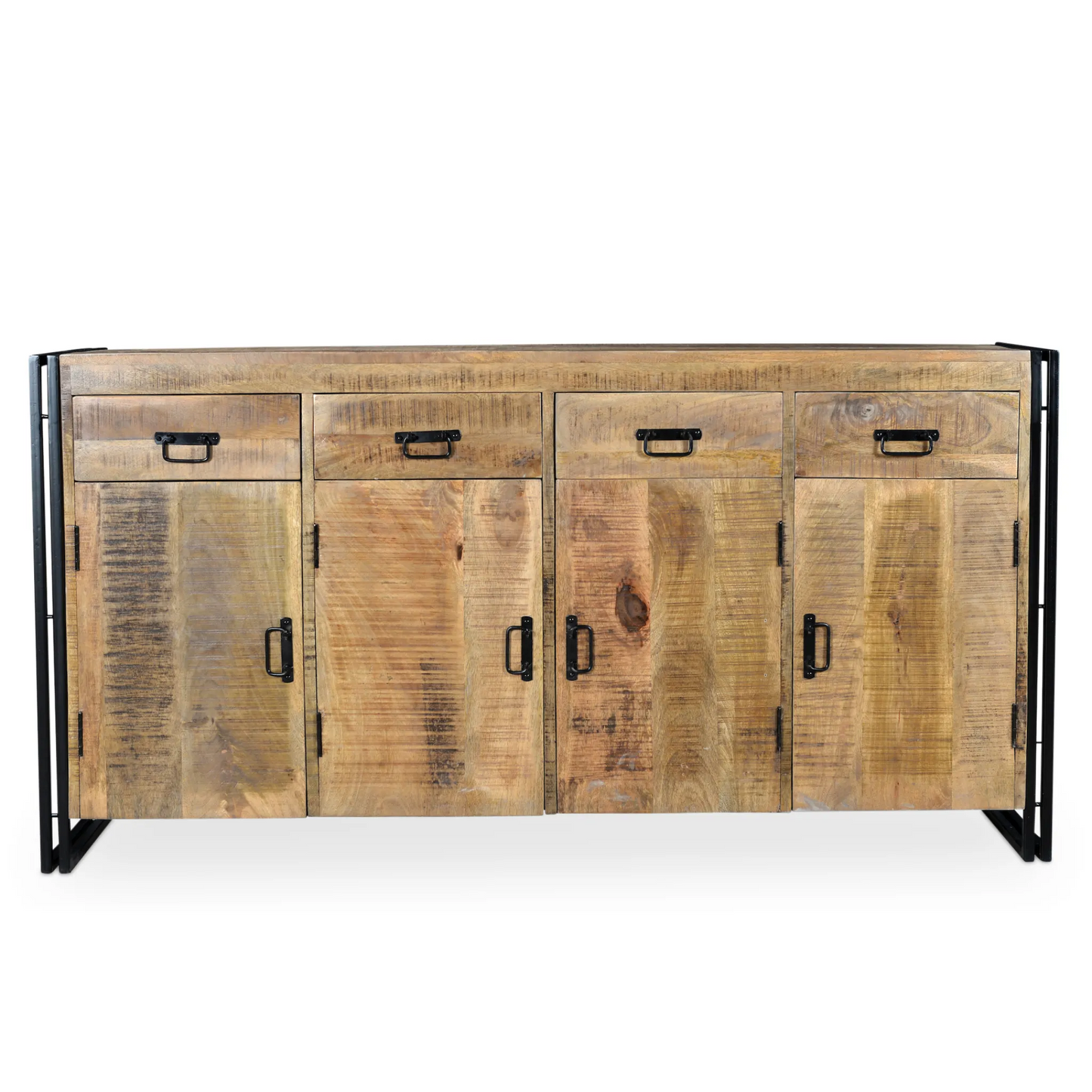 Industrial Reclaimed Wood 4 Door 4 Drawer Sideboard