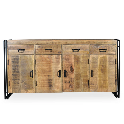 Industrial Reclaimed Wood 4 Door 4 Drawer Sideboard