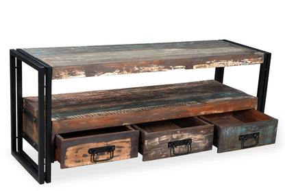 Timbergirl Old Reclaimed Wood 3 Drawer TV Console